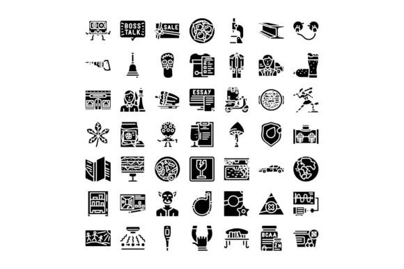 Collection of Diverse Glyph Icons Presen