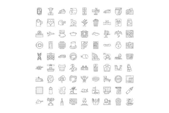 Collection of Flat Thin Line Icons for B