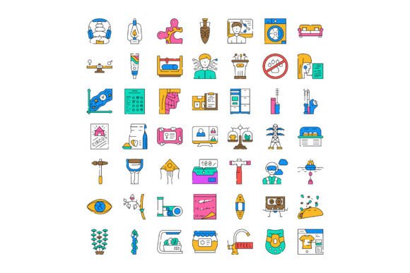 Different Outline Icon Collection Illust