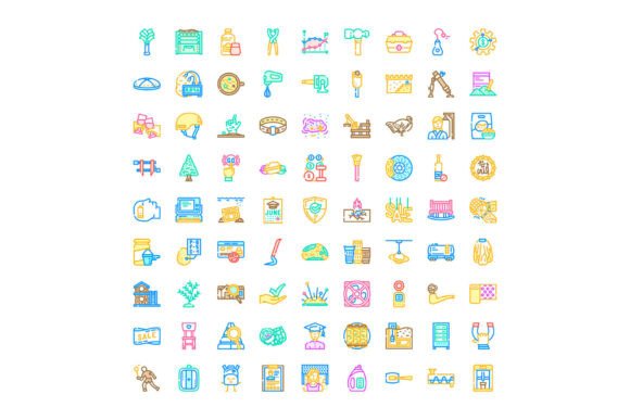 Diverse Colored Linear Icons Collection