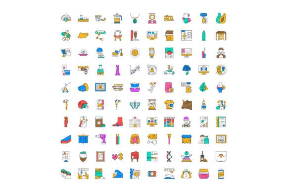 Diverse Colorful Line Icons Set Illustra