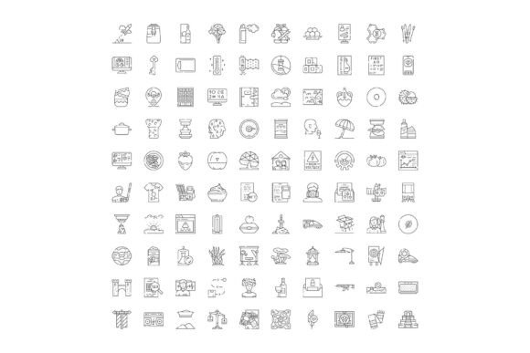 Diverse Essential Line Icons Illustratin