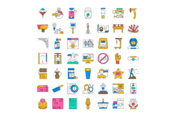 Diverse Icon Set Representing Various Co