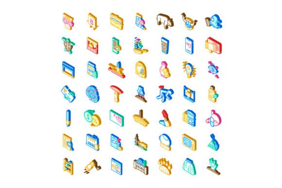Diverse Isometric Flat Design Icons Digi: Enhancing Visual Communication in Modern Design