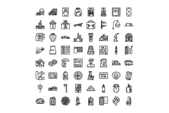 Diverse Line Art Icons Creating Lifestyl