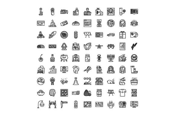 Diverse Outline Icon Collection Illustra