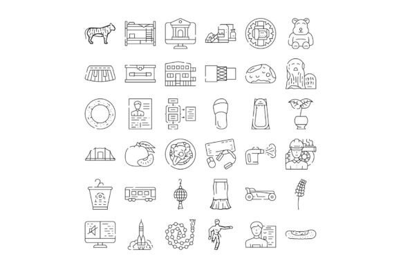 Diverse Outline Object Vector Icons Coll: A Versatile Resource for Modern Design