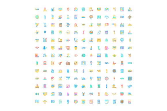 Diverse Set of Colorful Thin Line Icons