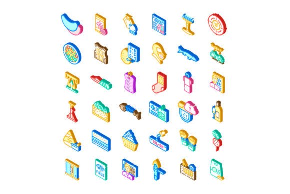Varied Isometric Icons Illustrating Mode