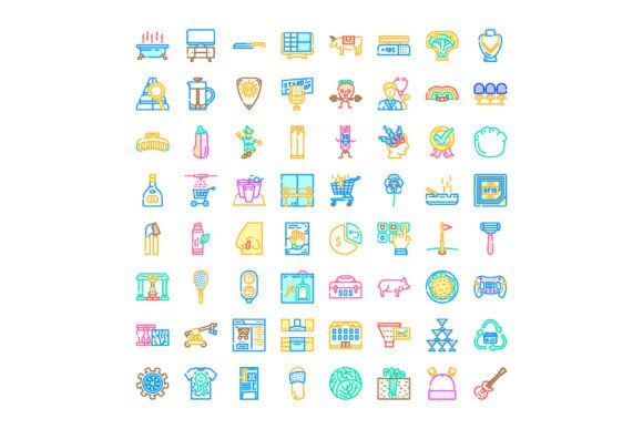 Various Line Icons Collection Depicting